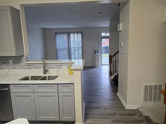 From kitchen to living room area on main floor