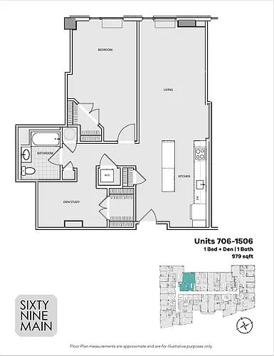 Floor plan One Bedroom Den 06