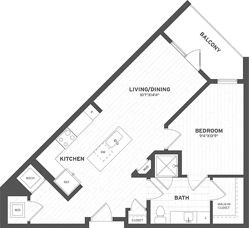 Floor plan 1 Bed/1 Bath-A1.5