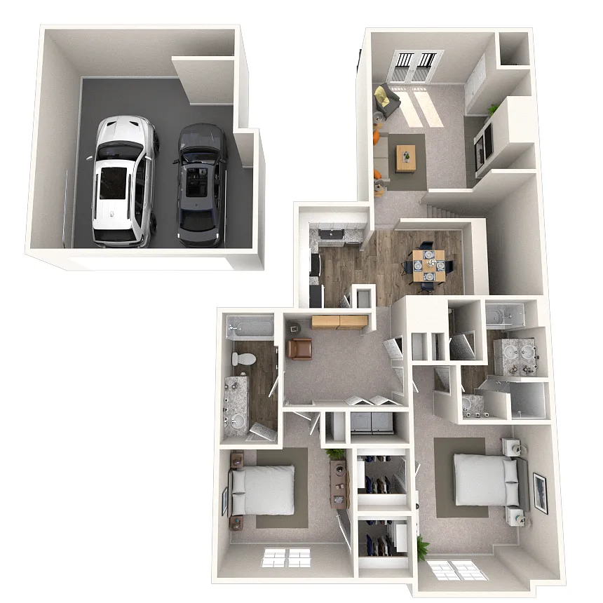Floor plan Carriage Home 2x2 1281-1338 SF