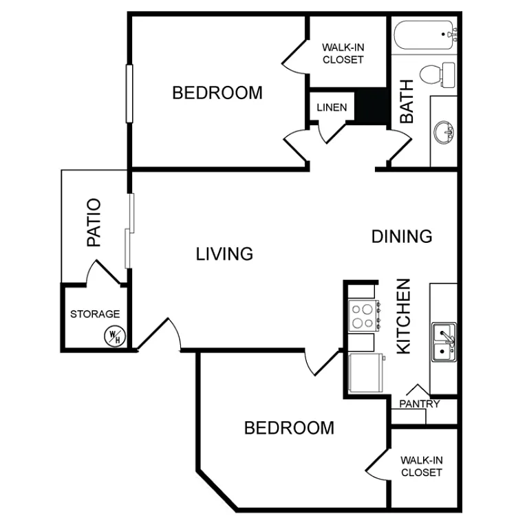 Floor plan 2 Bedrooms 1 Bathroom Classic