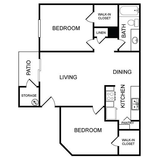 Floor plan 2 Bedrooms 1 Bathroom Classic