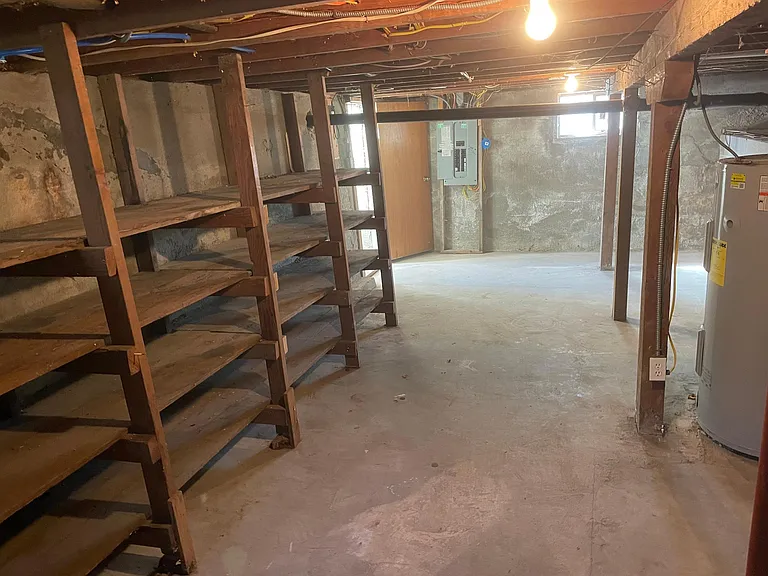 Lots of shelving an storage in basement