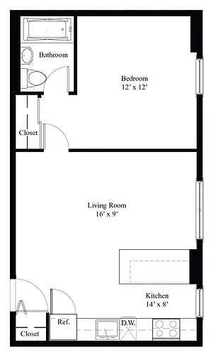 Floor plan 1 Bedroom 1 Bath