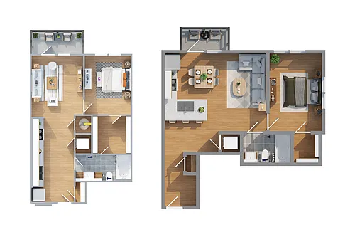 Floor plan 1 Bed | 1 Bath - Building Four