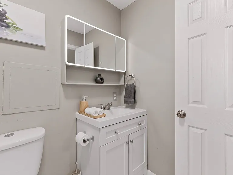 Virtually staged primary bathroom