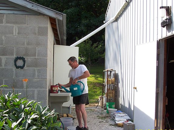 cistern and workshop/garage/