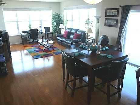 Hardwood floors, open concept floor plan
