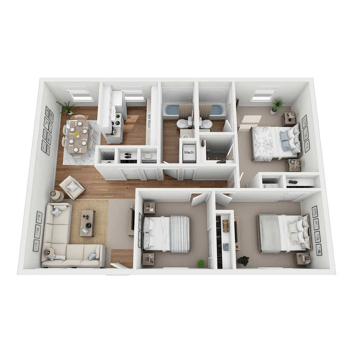 Floor plan 3 Bedroom 2 Bath