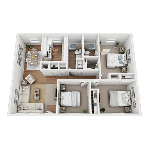 Floor plan 3 Bedroom 2 Bath