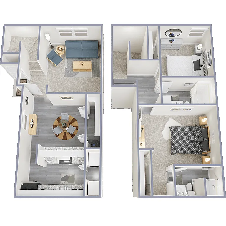 Floor plan 2 Bedroom 2 Bath Townhome