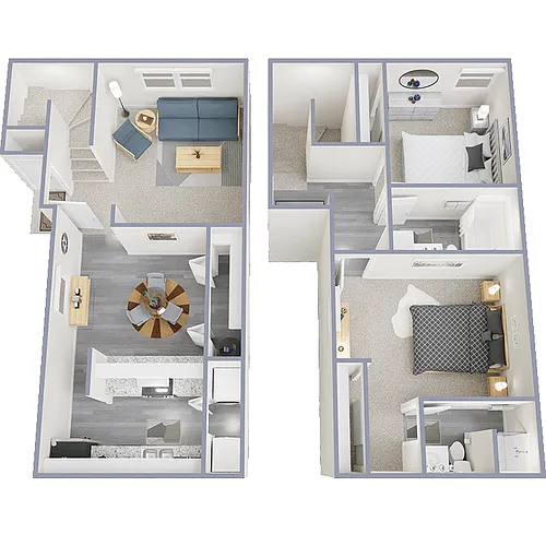 Floor plan 2 Bedroom 2 Bath Townhome