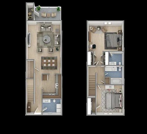 Floor plan 2 Bedroom, 2.5 Bathroom