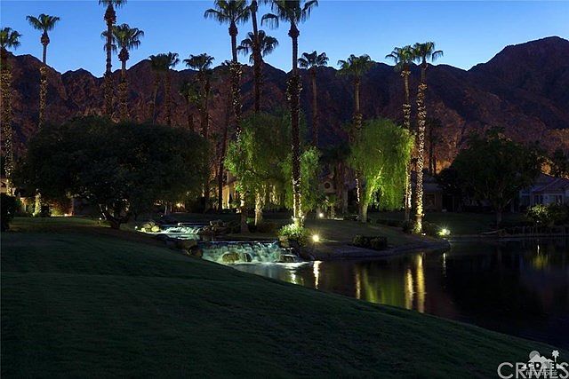 Gorgeous view of lake and lit mountain!