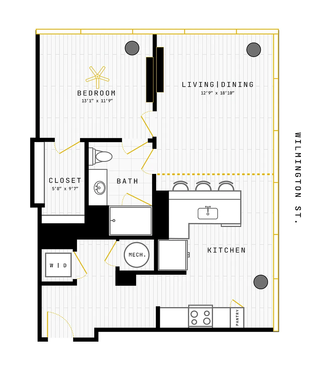 Floor plan 1 Bed/1 Bath-1BR-01