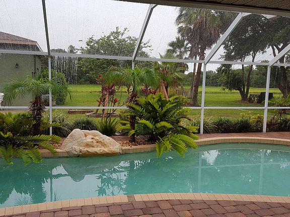 Pool with a lake view