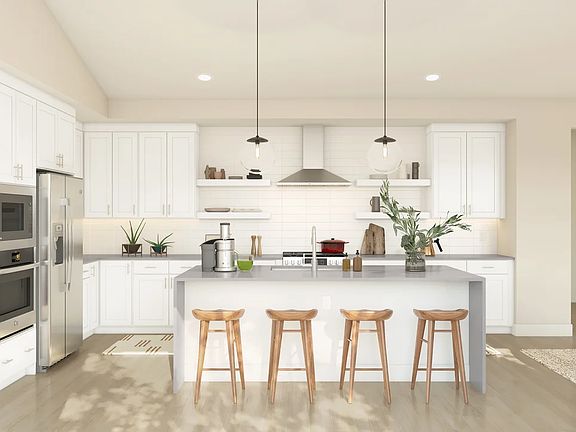 Kitchen with pendant lighting