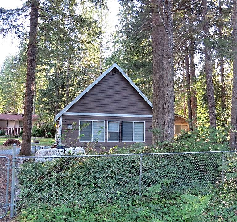 A frame cabin in the woods