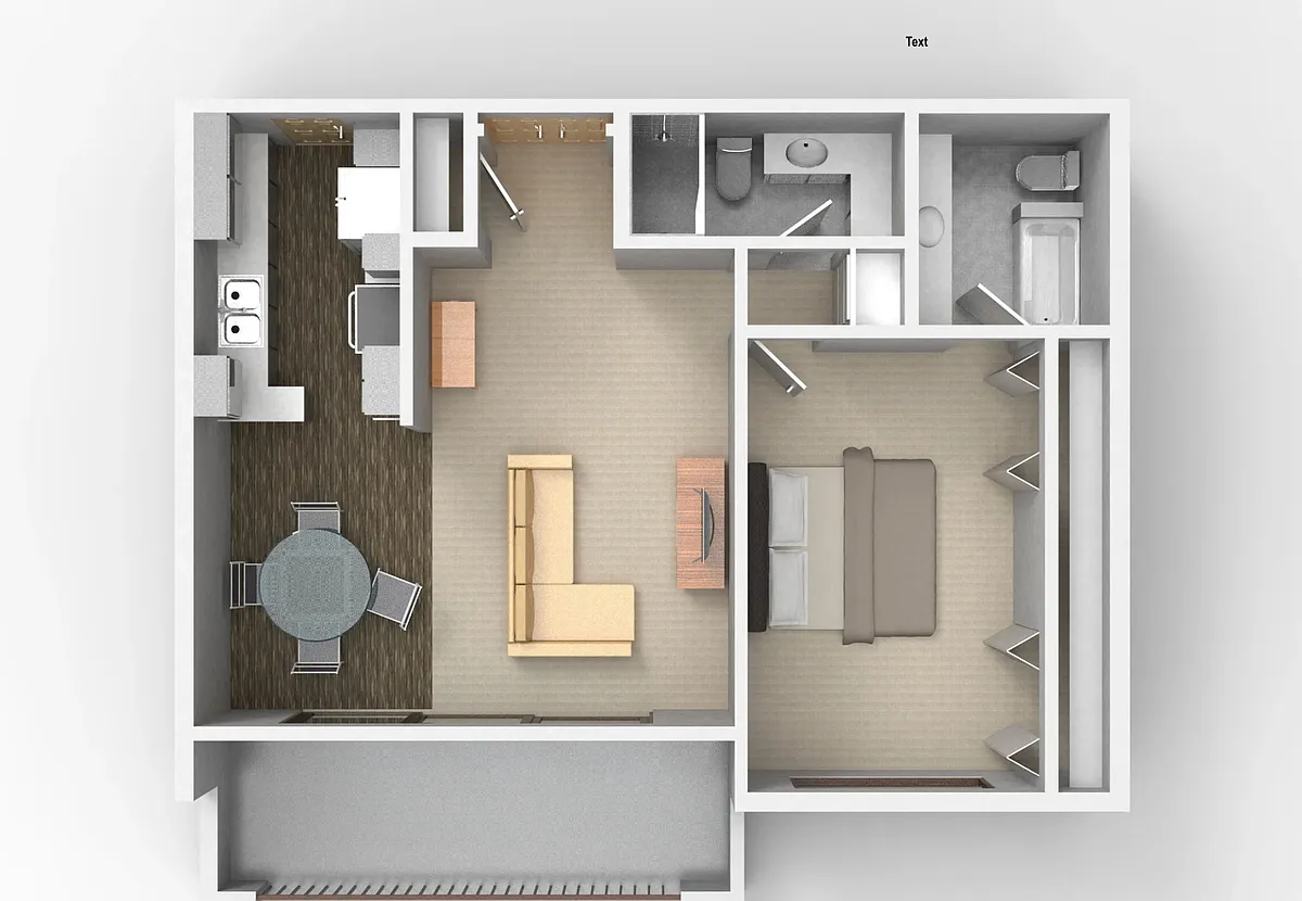 Floor plan Remodeled 1 Bedroom 2 Bathroom with a view