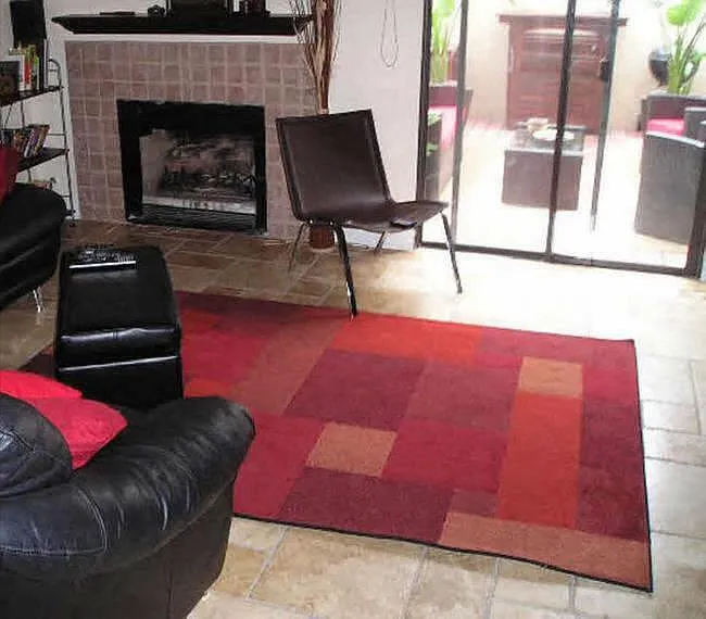 Tile floor and fireplace in living room