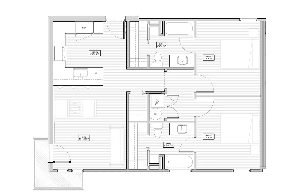 Floor plan Village Flat 2 Bedroom