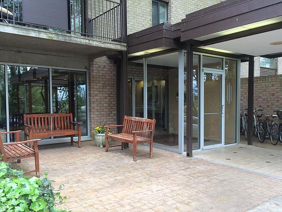 Secured entrance to Charlottesville Towers
