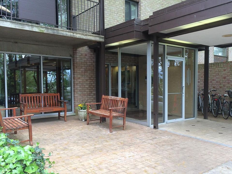 Secured entrance to Charlottesville Towers