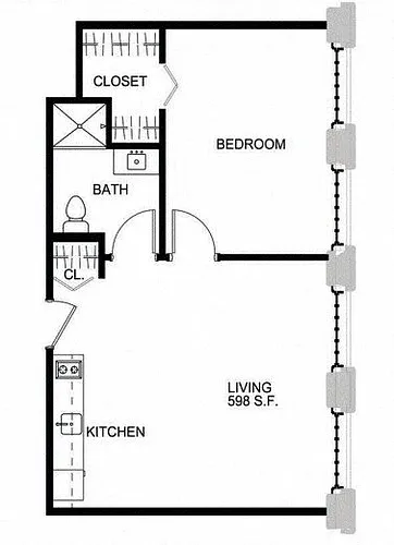 Floor plan 1 Bed/1 Bath-S A17-25