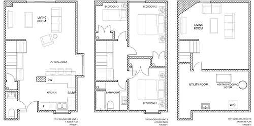 Floor plan 3 Bedroom Furnished