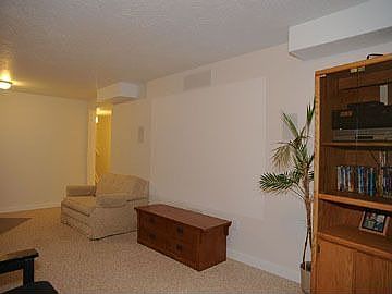 Large Basement Family Room with home theater and in-wall surround sound