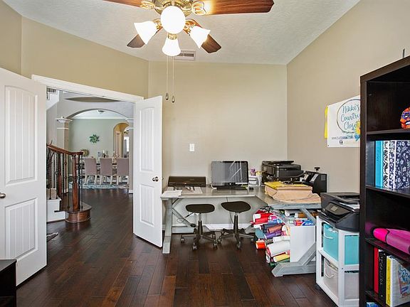 The study is just off the entry with double doors for privacy.