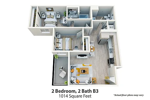 Floor plan 2 Bed, 2 Bath B3