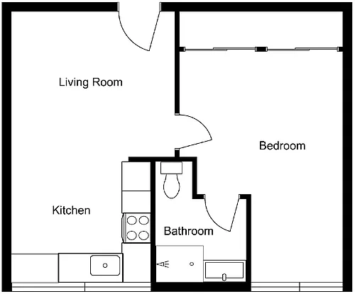 Floor plan 1 Bed 1 Ba