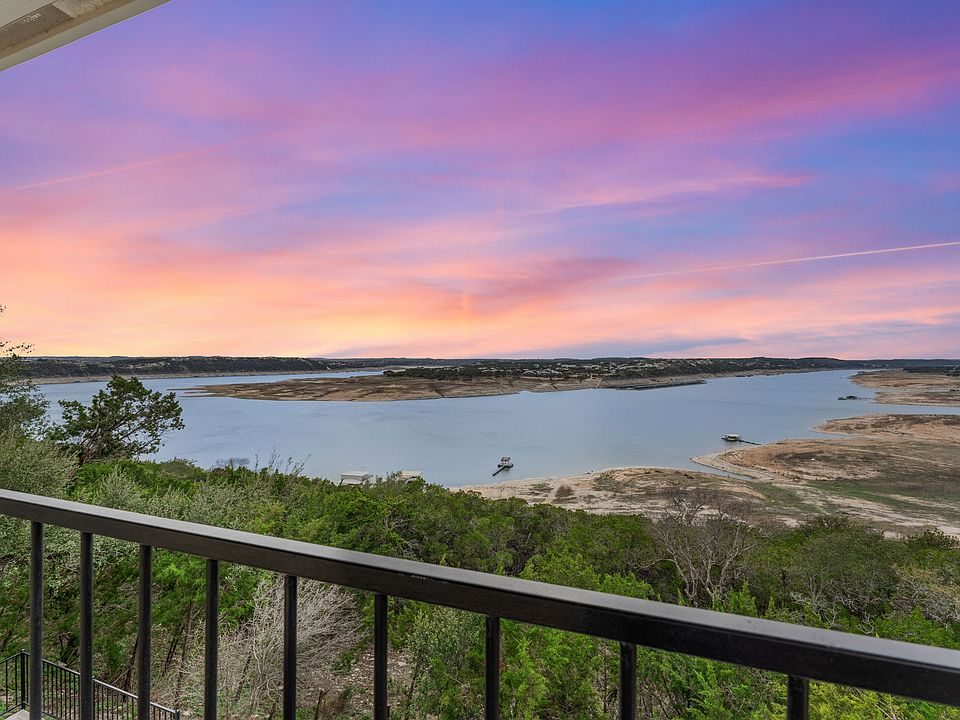 Glorious sunset from deck overlooking Lake Travis.