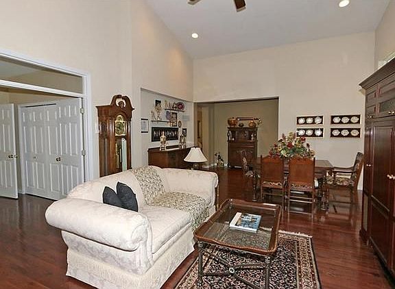 Another view from the greatroom shows the double doors w/transom leading to the office/study.