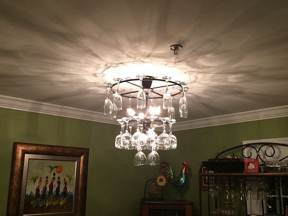 Wine glass chandelier in DR