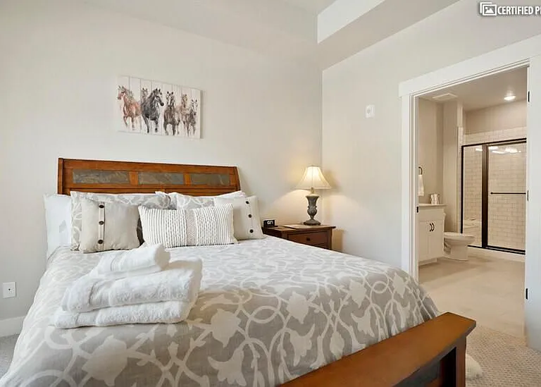 Equipped with wireless charging alarm clock & flatscreen TV