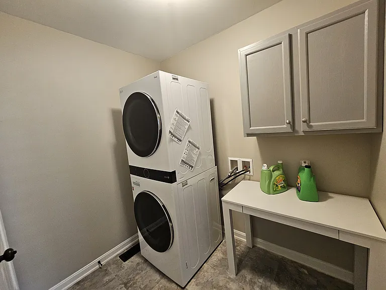 Ample storage, folding table and new washer dryer all included