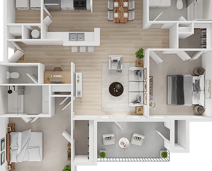 Explore spacious living at the B1 with its well-designed 2 bed, 2 bath layout. Explore spacious living at the B1 with its well-designed 2 bed, 2 bath layout.