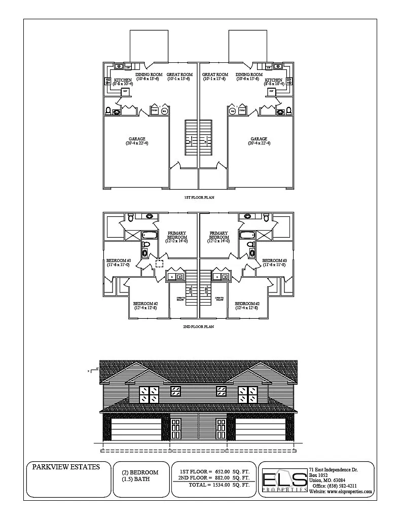 Floor plan 3BR-3BA K Townhome