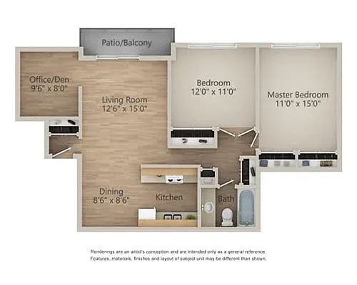 Floor plan 2 BED W DEN