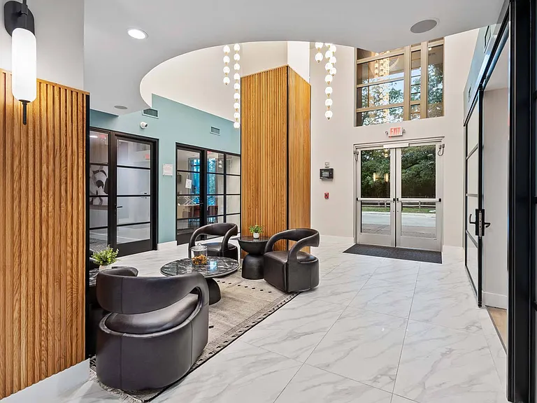 Step into a modern lobby that welcomes you with style and comfort every day.