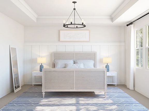 Primary suite with decorative feature wall