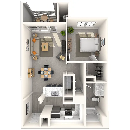 Floor plan Traditional 1x1 782-857 SF