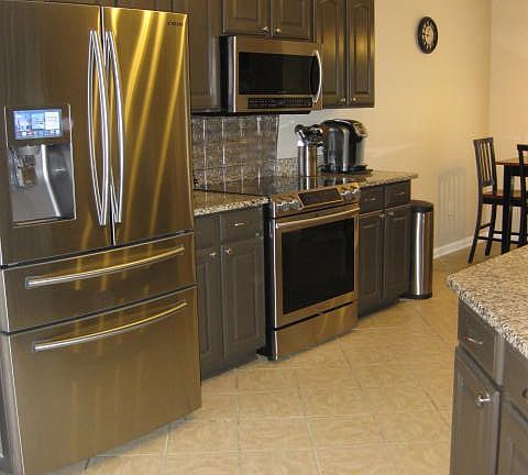 Kitchen with stainless steel appliances
