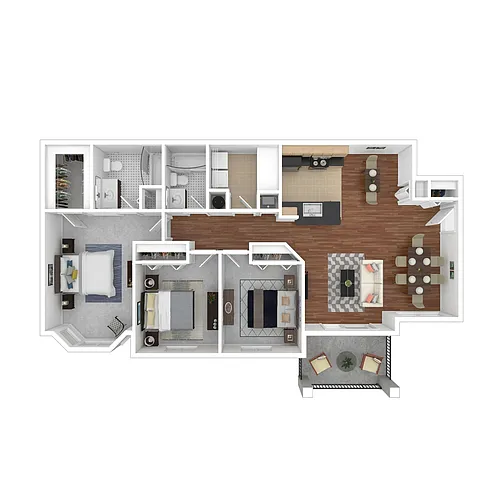 Floor plan Three Bed / Two Bath