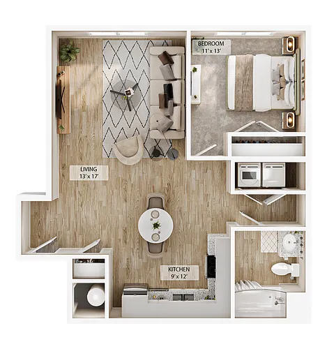 Floor plan 1 BR Bluff Overlook