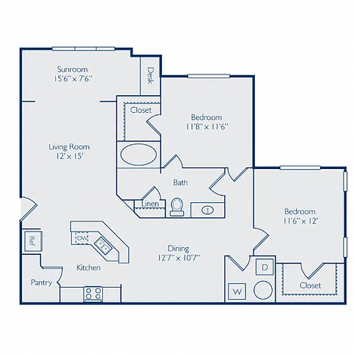 Floor plan Two Bedroom w Sunroom