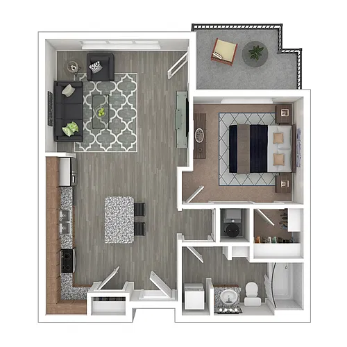 Floor plan 1BR Monroe