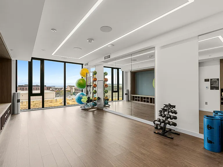 yoga room with free weights